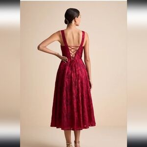 Lulu's Burgundy Backless Lace Dress